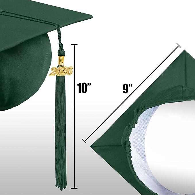 Graduation Cap with 2026 Tassel Year Charm Black Graduation Cap for High School & Bachelor