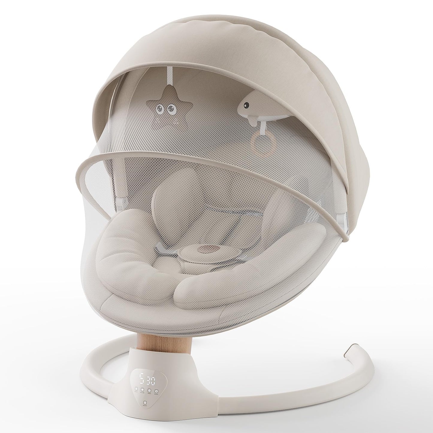 Baby Swings for Infants, FasonBaby Electric Baby Swing with 10 Preset Melodies, 5 Speeds, Remote Control and Bluetooth - Portable Infant Swing for Indoor and Outdoor(Beige)