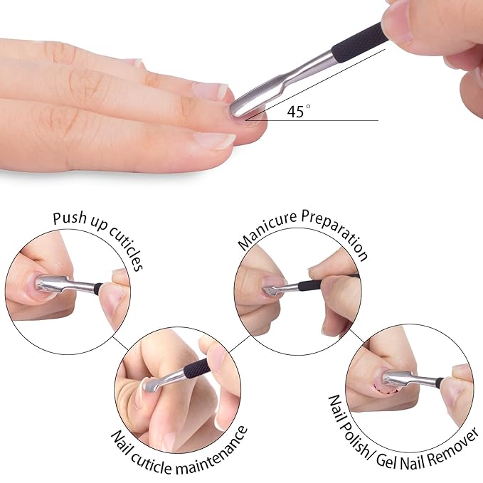 Ejiubas Cuticle Trimmer with Cuticle Pusher Cuticle Nipper Professional Grade Stainless Steel Cuticle Remover Cutter Clipper Durable Pedicure Manicure Tools (Black)