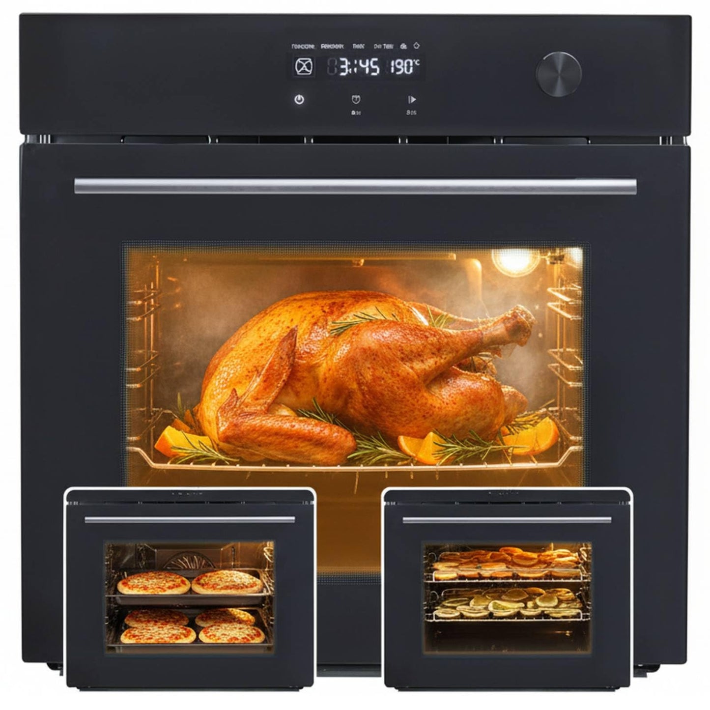 24 Inch Electric Wall Oven with Steam & Air Fry, 3000W High Power Convection, 2.5 Cu. ft Compact Built-in, Touch Control Digital Display, Multi-Function Cooking for Apartment, Shed, or Kitchen Remodel