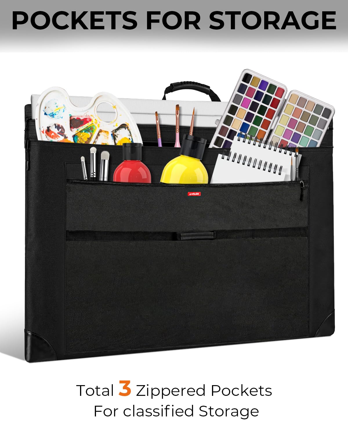 Nicpro Light Weight Art Portfolio Bag, 36 x 48 Extra Large Art Portfolio Case with Detachable Shoulder Strap, Leather Corners, Carrying Storage Case for Artwork, Canvas, Poster, Sketching, and Drawing