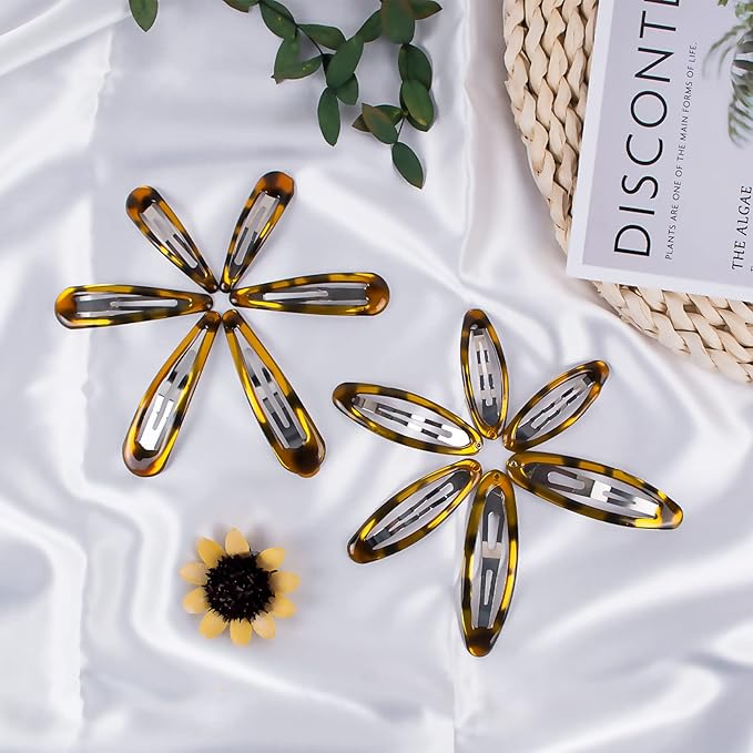 16pcs Snap Hair Clips, Classic Tortoise Hair Clip, Vintage Hairpin Accessories for Women Girls, Metal Barrettes Various Size and Style Combinations Suitable for All Hair Types