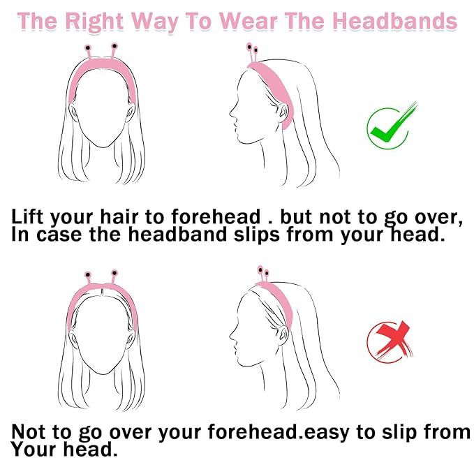 Jowmoy Cute Pink Snail Headband Frog Eye Elastic to Wash Face for Women Makeup Shower Spa.