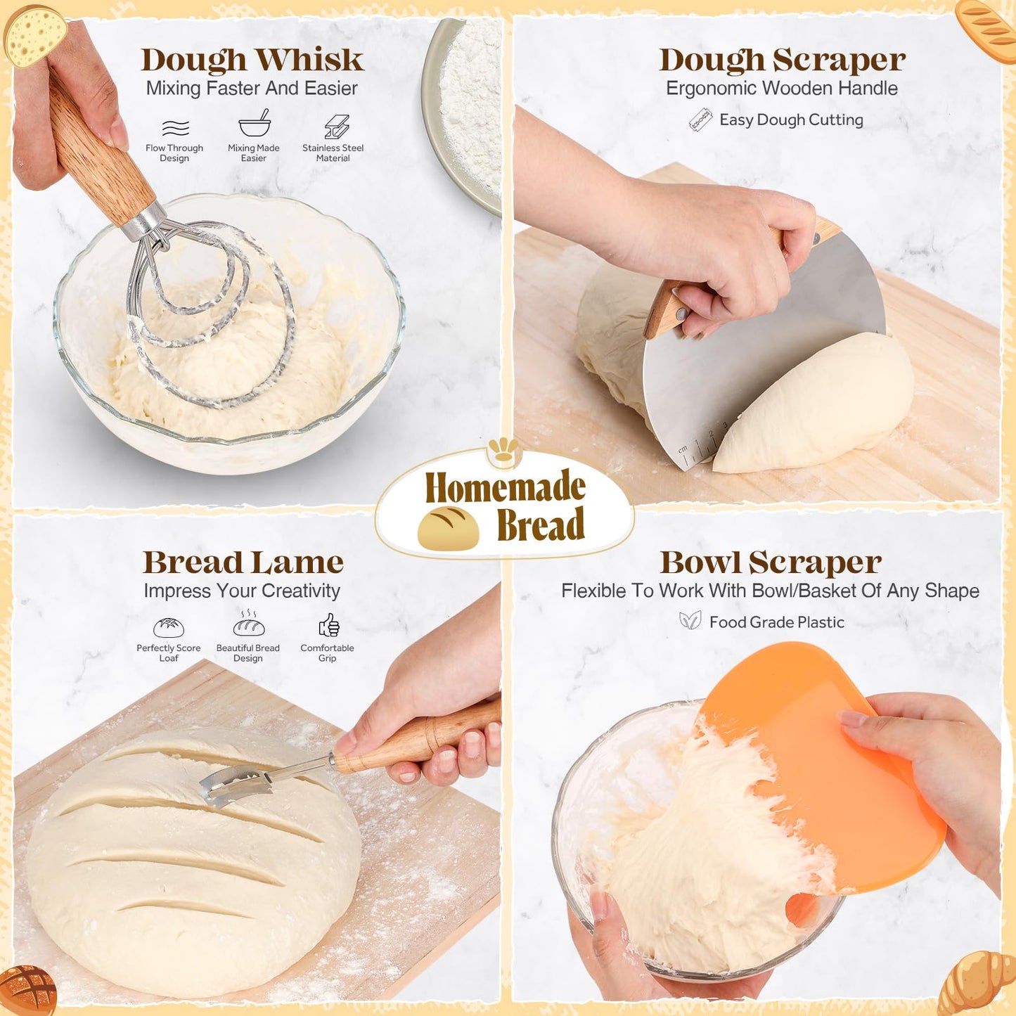 Sourdough Starter Kit, Sourdough Bread Baking Supplies, Sourdough Kit for Modern Home and Kitchen, Sourdough Bread Basket, Sour Dough Kit, Bread Making Tools Kit Gifts for Bakers Women Wife Mom