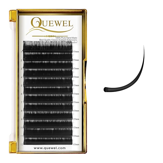 QUEWEL Classic Eyelash Extensions 0.18 D 17mm Lashes Extensions Supplies C/D Curl Single Length 9-20mm Mixed Length 9-16mm/15-20mm by QUEWEL (0.18 D 17)