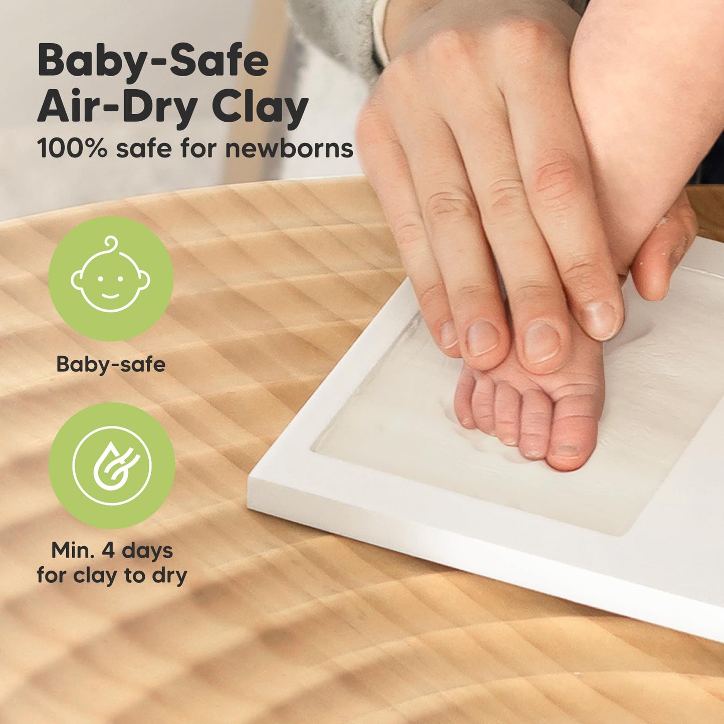 KeaBabies Baby Hand and Footprint Kit - Clay Handprint Keepsake Frame, Newborn Nursery Picture Frame, Personalized New Mom Gifts for Shower & Registry, First Mother's Day (Alpine White)