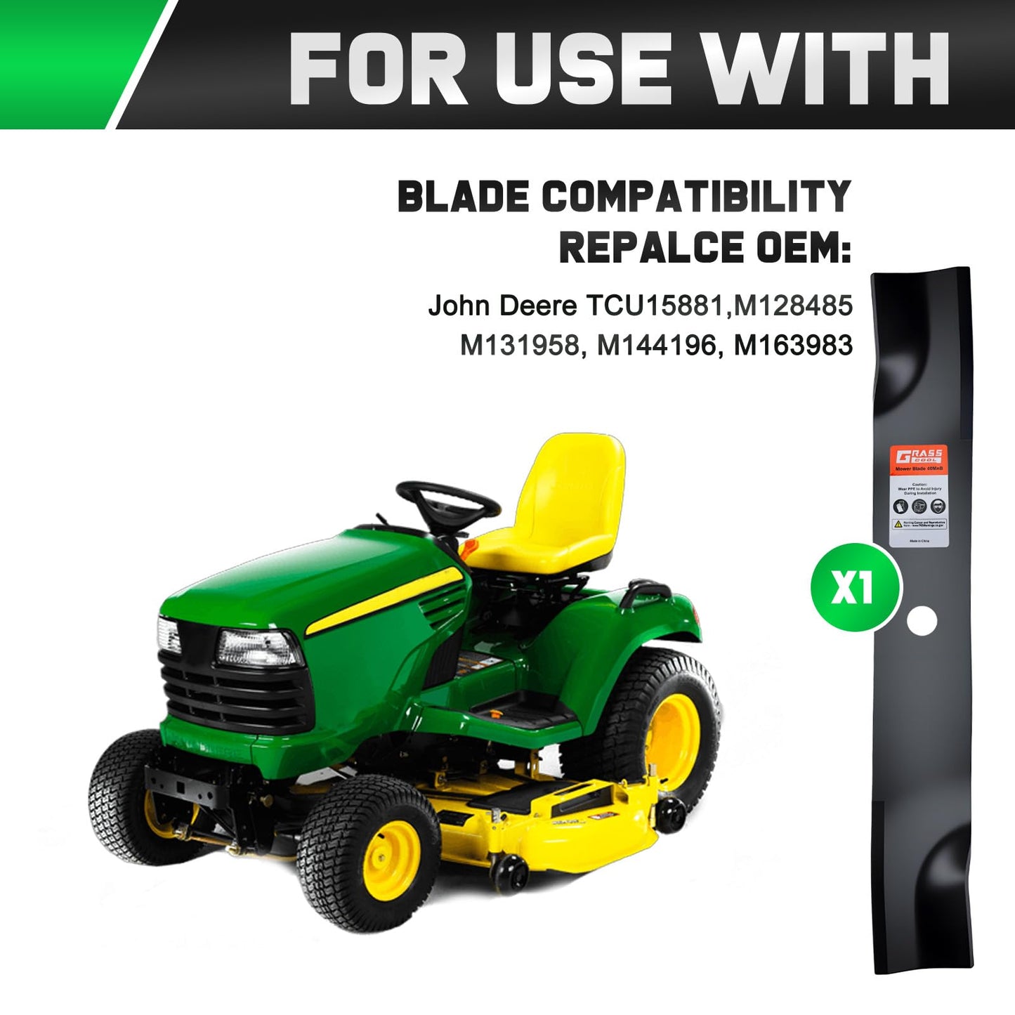 Grasscool TCU15881 Mower Blades Compatible with Z930m Z950m 950m 930m Z950r z951r 1025r Z757 Z665 60D 60''Zero Turn Tractor Replace for m128485 m163983