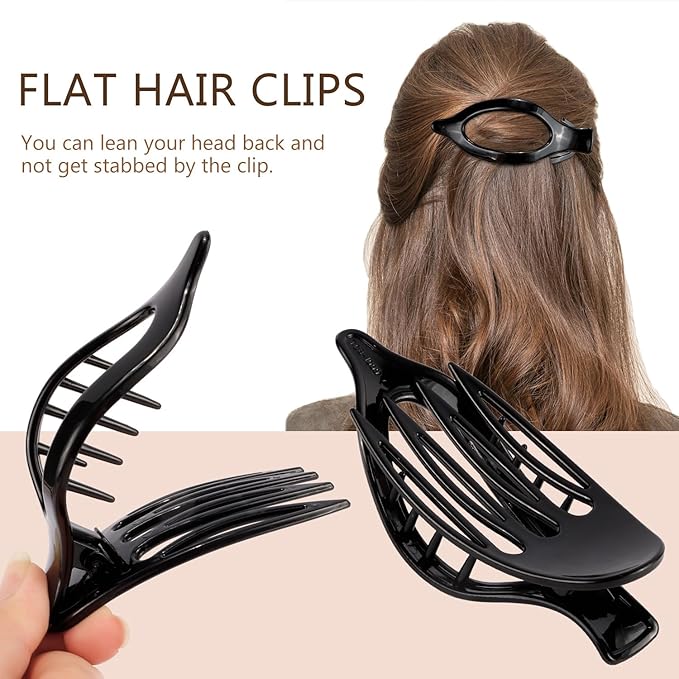 Flat Alligator Hair Clips 3Pcs - 4.52" Duck Billed Medium Hair Claw Clips and Barrettes, Hair Accessories Clamps Jaw Clips Gifts