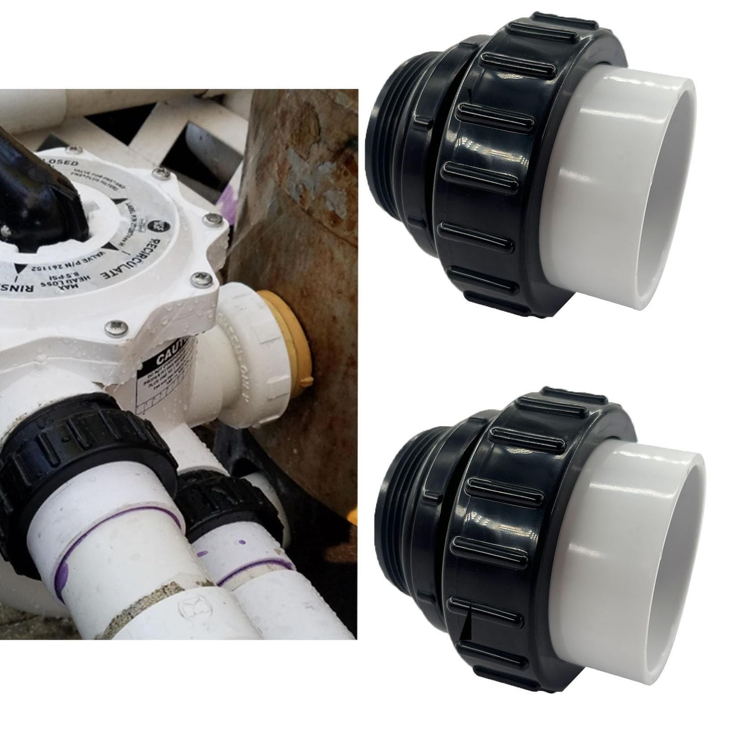 HJSIUTV 21063-200-000 2" MIP x 2" PVC Hi Temp Union Compatible with Pentair Whisperflo and Intelliflo Swimming Pool and Spa Pumps High Temperature Unions (2 pack)