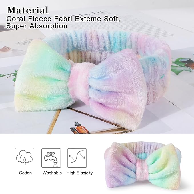 LADES Soft Skincare Headband – Adjustable, Comfortable & Stretchy Fabric, Cute Patterns for Makeup, Facial – Non-Slip, Headband for Hair Control