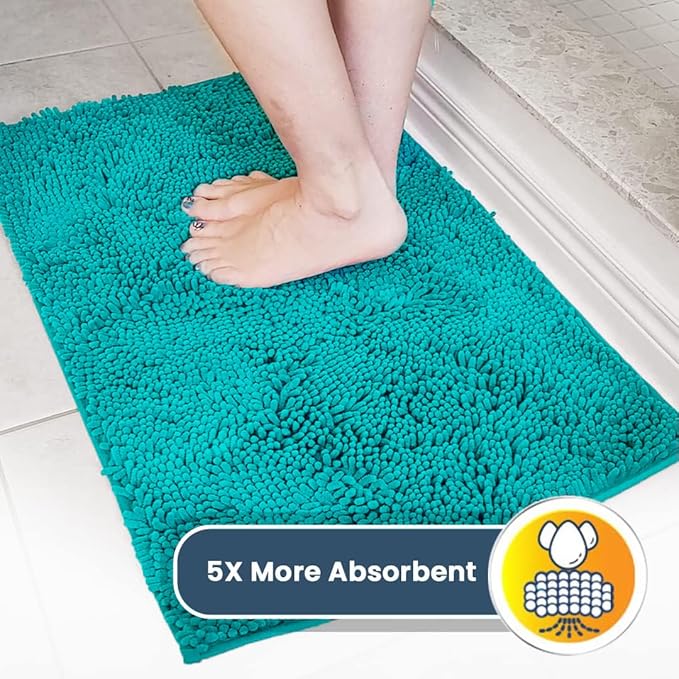 Muddy Mat® | Super Absorbent Door Mat Indoor, Microfiber Quick Dry Chenille Entryway Rug, Non-Slip Front Door Mat, Indoor Mats for Entryway, Machine Washable Pet Rug, Teal 48" x 72"