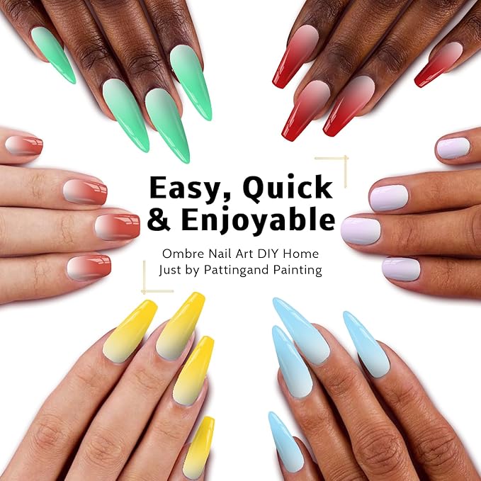 Christmas Gel Polish, 9 Colors Ombre Patting Gel Nail Polish Palette 100 Sponges 6 Brushes 1Grabber, Blending Color Gradient Painting Nails Art, No Wipe, UV/LED Cured (Set 03)