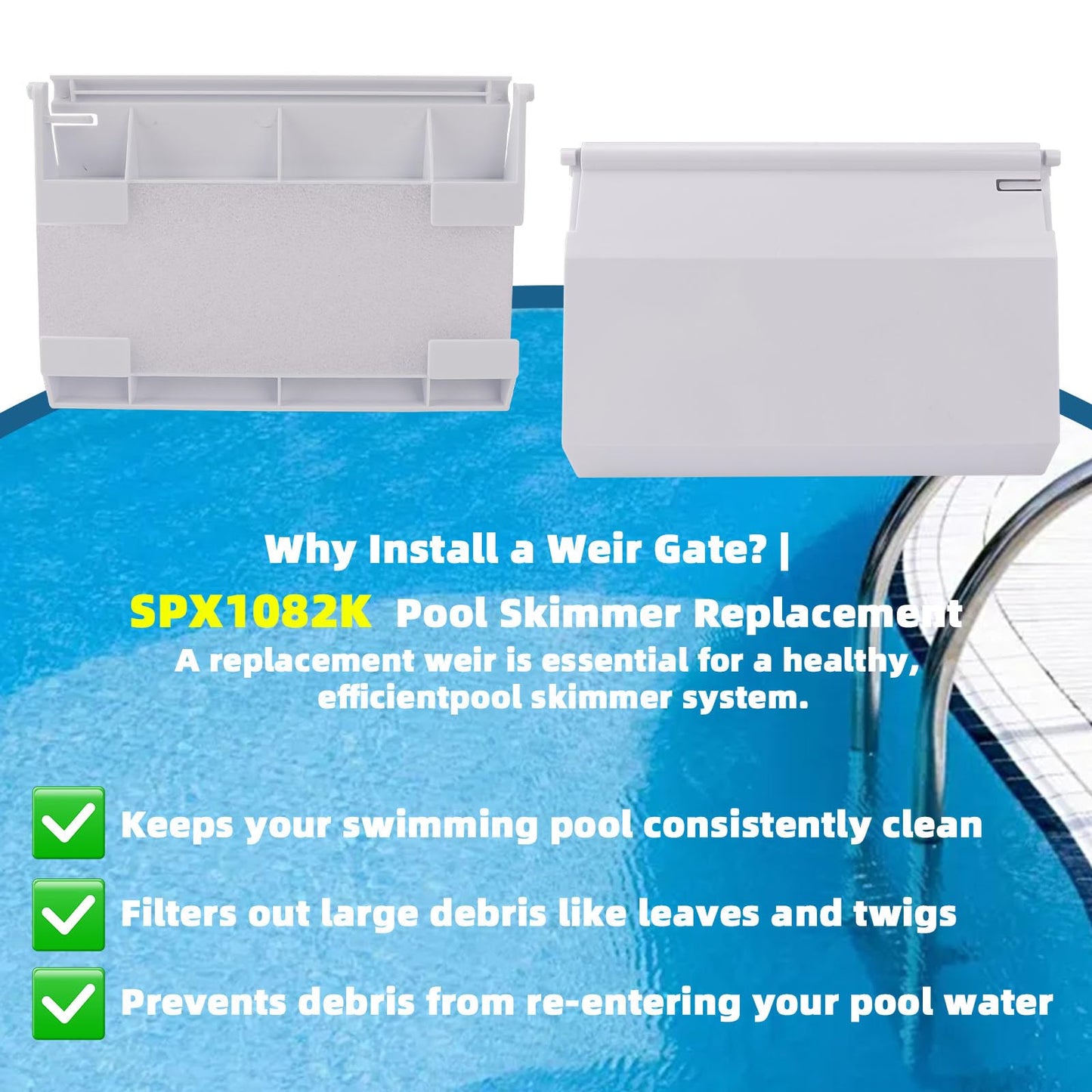 LRWZOV SPX1082K Pool Skimmer Weir Door Replacement for Hayward SP1082 SP1083 SP1084 SP1085 SP1086 Skimmers 2 Pack