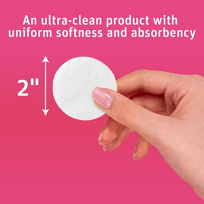 Medline Simply Soft Cotton Rounds (300 Count), 100% Cotton Absorbent and Textured Cotton Pads, Lint-Free