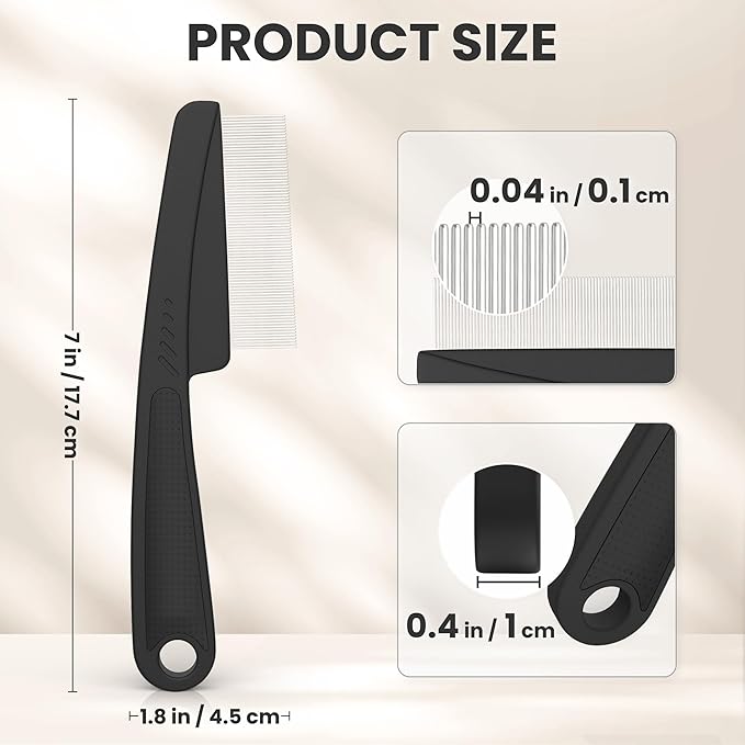 Dandruff Comb Stainless Steel Fine Tooth Dandruff Remover Scalp Comb Hair Comb for Kids and Adults(Black)