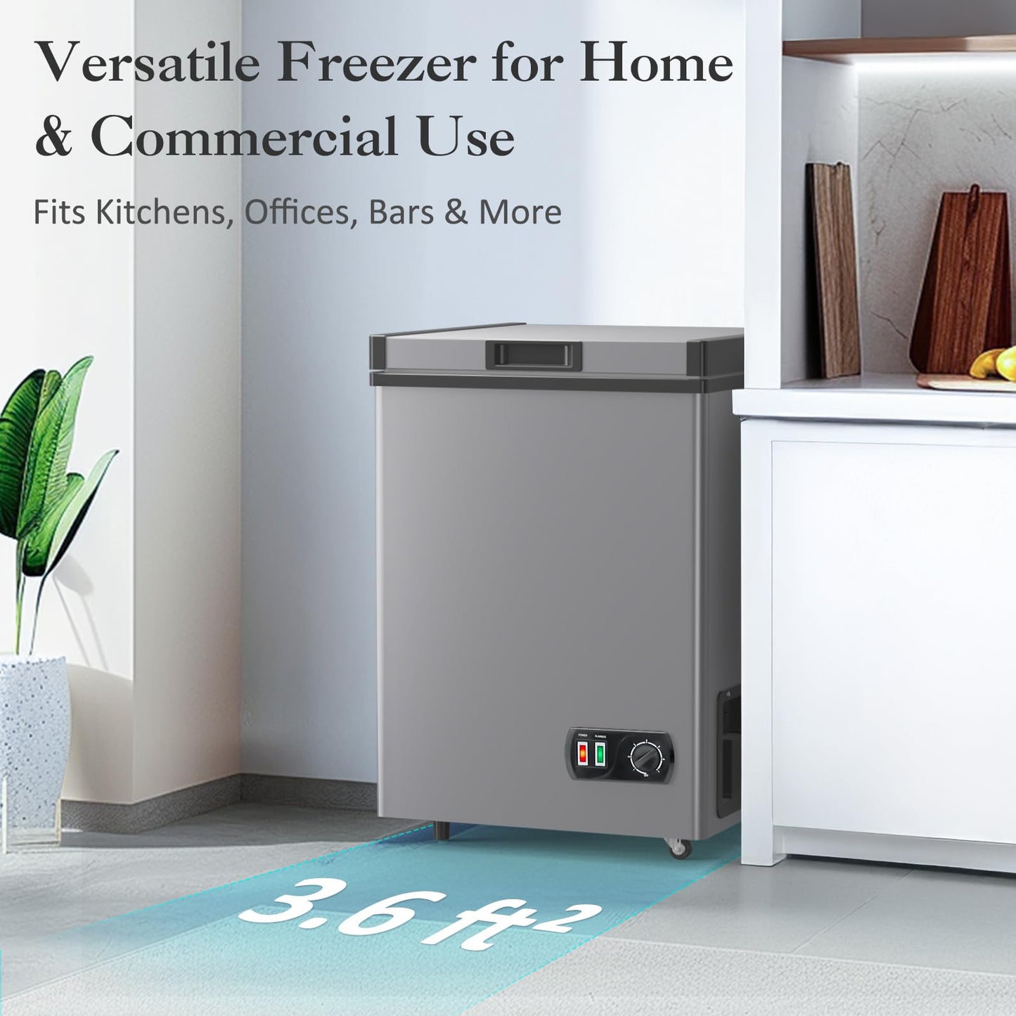 4.2 Cu.Ft Deep Chest Freezer, Small Deep Freezer with Adjustable Thermostat, Top Open Door Freezer with Removable Basket, Quiet Operation, Ideal for Kitchen, Apartmen,Office, Shop, Bar, Gray