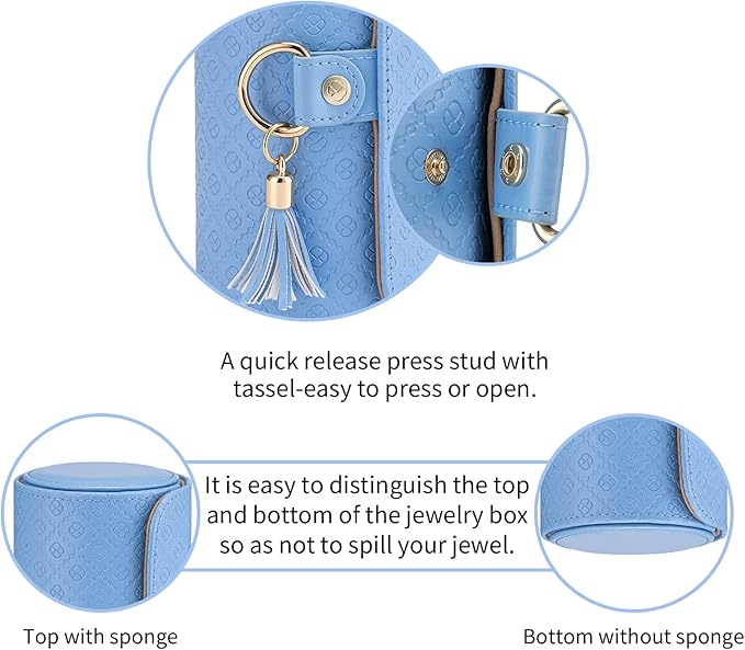 VLANDO Mother Gifts for Mom, Women, Wife - Travel Jewelry Oragnizer, 3-Layer Jewelry Storage Box, Travel Essential Accessories for Women, Gifts for Travelers Couples Mom Friends - Blue