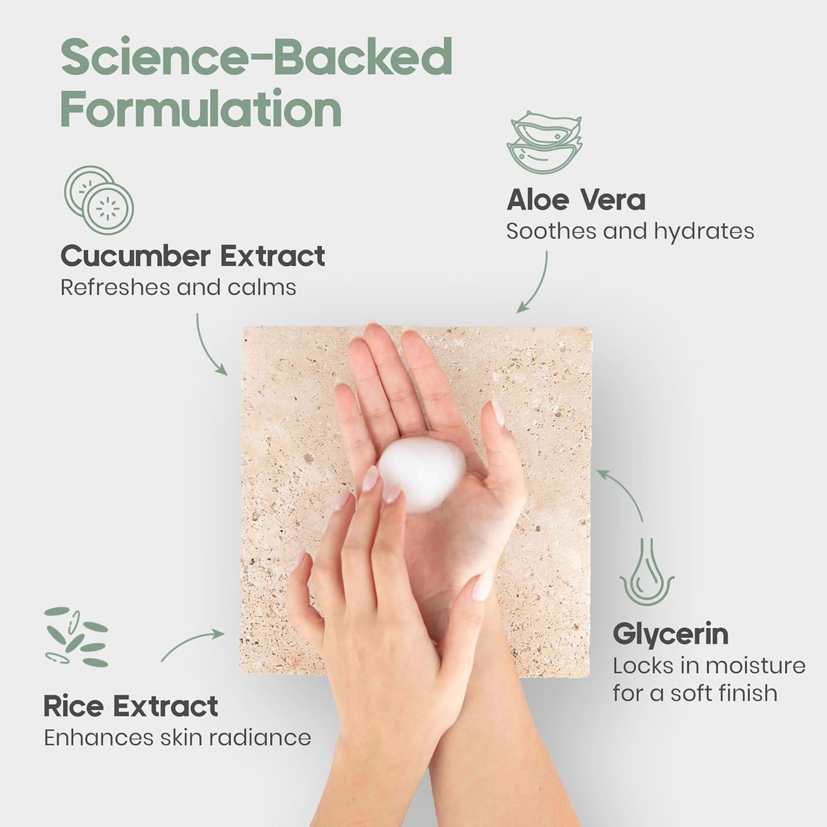 KIREI Foam Cleanser - Gentle Face Wash for Women with Aloe Vera & Cucumber Extract, Hydrating & Soothing, Dermatologically Tested, Suitable for Sensitive Skin, Paraben-Free