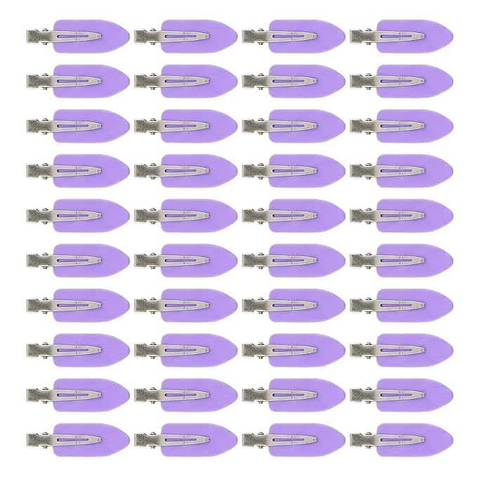 Creaseless Hair Clips for Women Styling 40Pcs Getting Ready No Crease Hair Clips for Bangs Setting No Bend Dent Makeup Clip Application Skincare Clip (Purple)