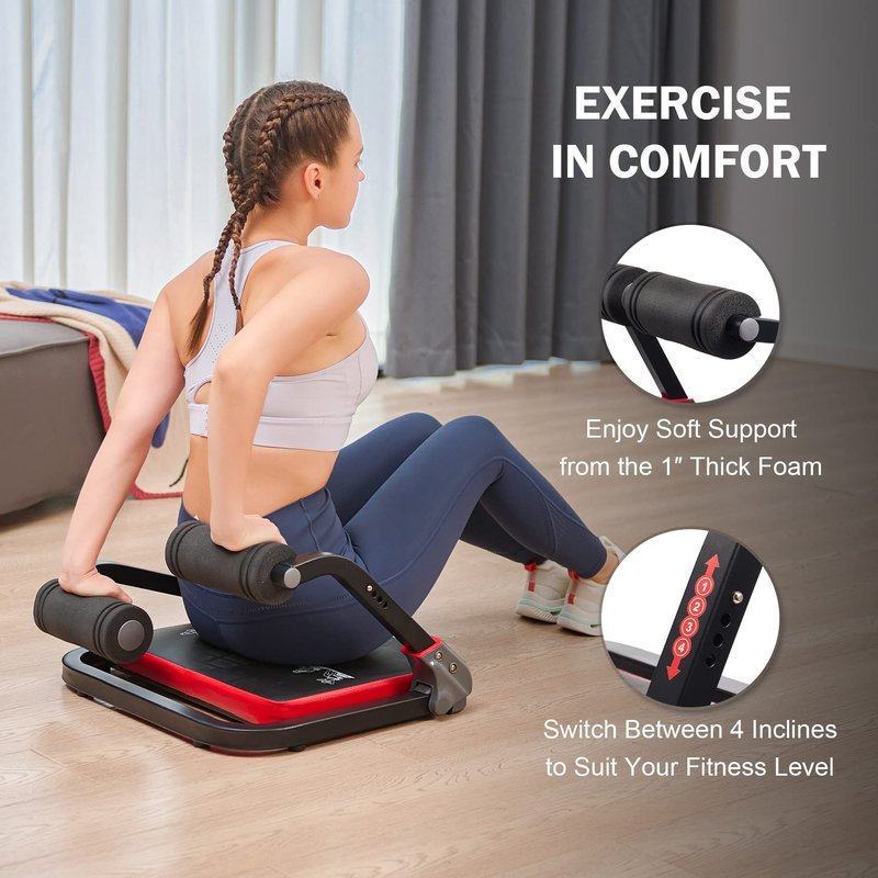 ZELUS Ab Machine with Resistance Bands for Home Gym, 2 in 1 Ab Workout Equipment with Rebound Assist 4 Intensities, Core Strength Trainer Whole Body Exercise Fitness Equipment for Home Workouts
