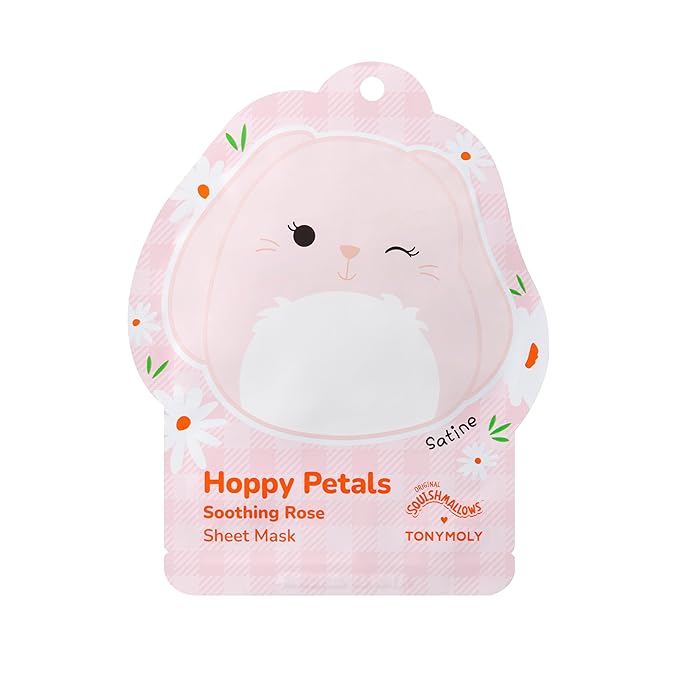 TONYMOLY x Squishmallows Satine Hoppy Petals Sheet Mask, Calming Rose & Chamomile, Hydrating K-Beauty Skincare, Easter Basket Stuffer for Teens, Girls & Spring Self-Care