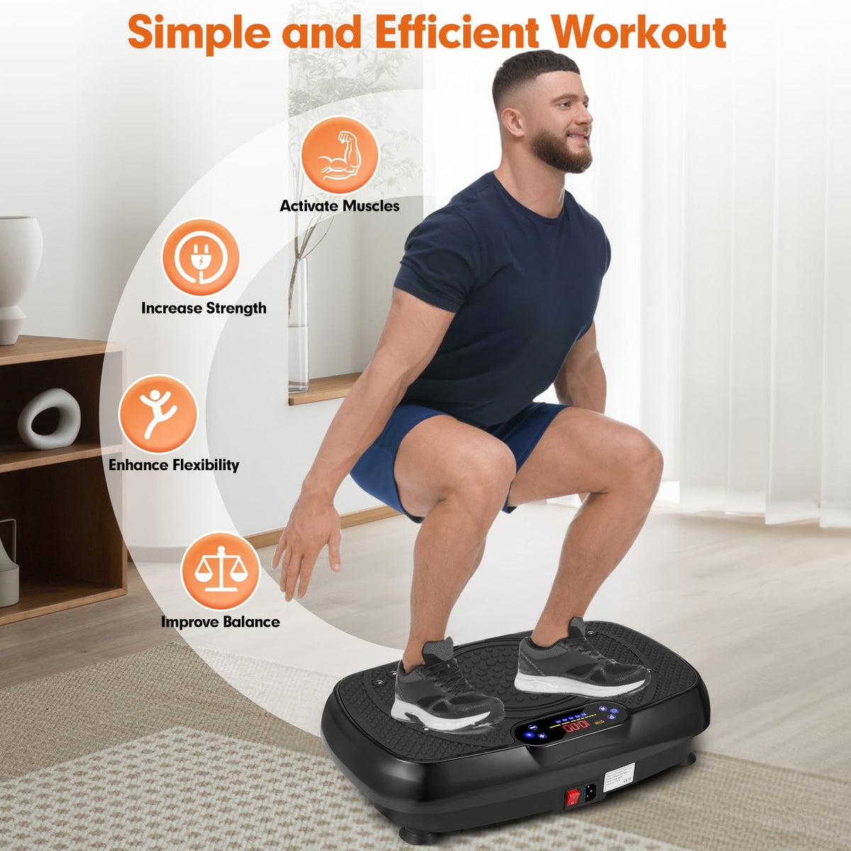 Vibration Plate Exercise Machine, Full Body Exercise Equipment, 199 Adjustable Speeds Power Vibration Board Used for Home Fitness, Shaping, Training, Recovery, and Weight Loss