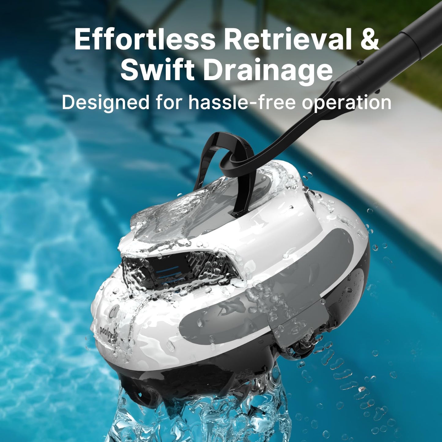 POOLPURE Pool Cleaner, 5000mAh Battery, 120 Minutes Runtime, 1000 Sq Ft Coverage, Automatic Cleaner