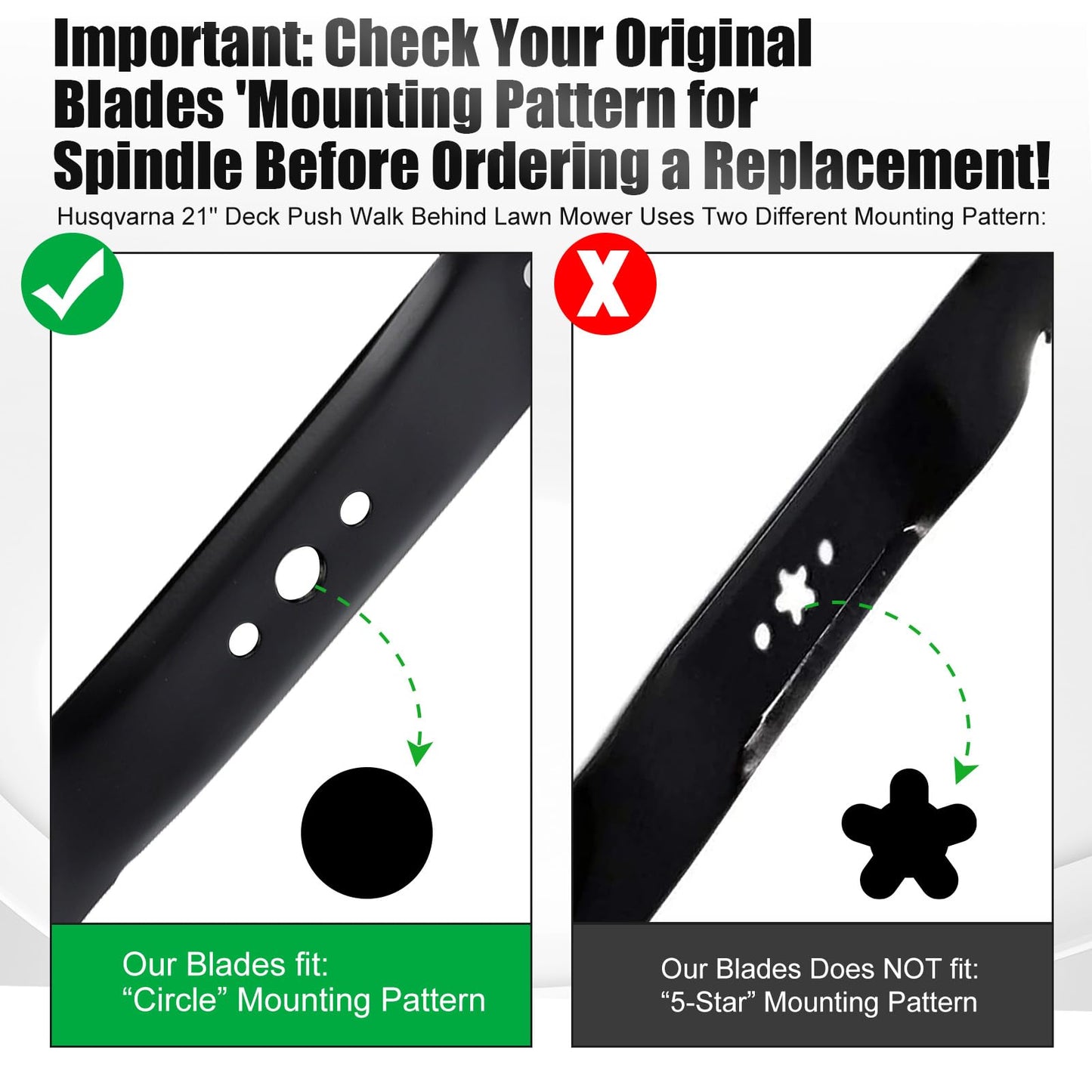 Grasscool 406712 532406712 Mower Mulching Blade with Circle Mounting Pattern for Craftsman Husqvarna 21 inch Deck Push Walk Behind Lawnmower Replace 165833 175064 189028 532189028