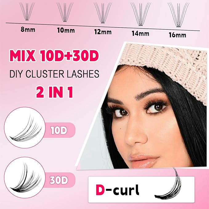 RITALASH Lash Extension Kit DIY Lash Clusters Kit 400pcs Cluster Lashes Individual Lashes Eyelash Extension Kit with Lash Bond and Seal,Lash Remover,Lash Tweezers(10D+30D Cluster Kit,8-16mm)