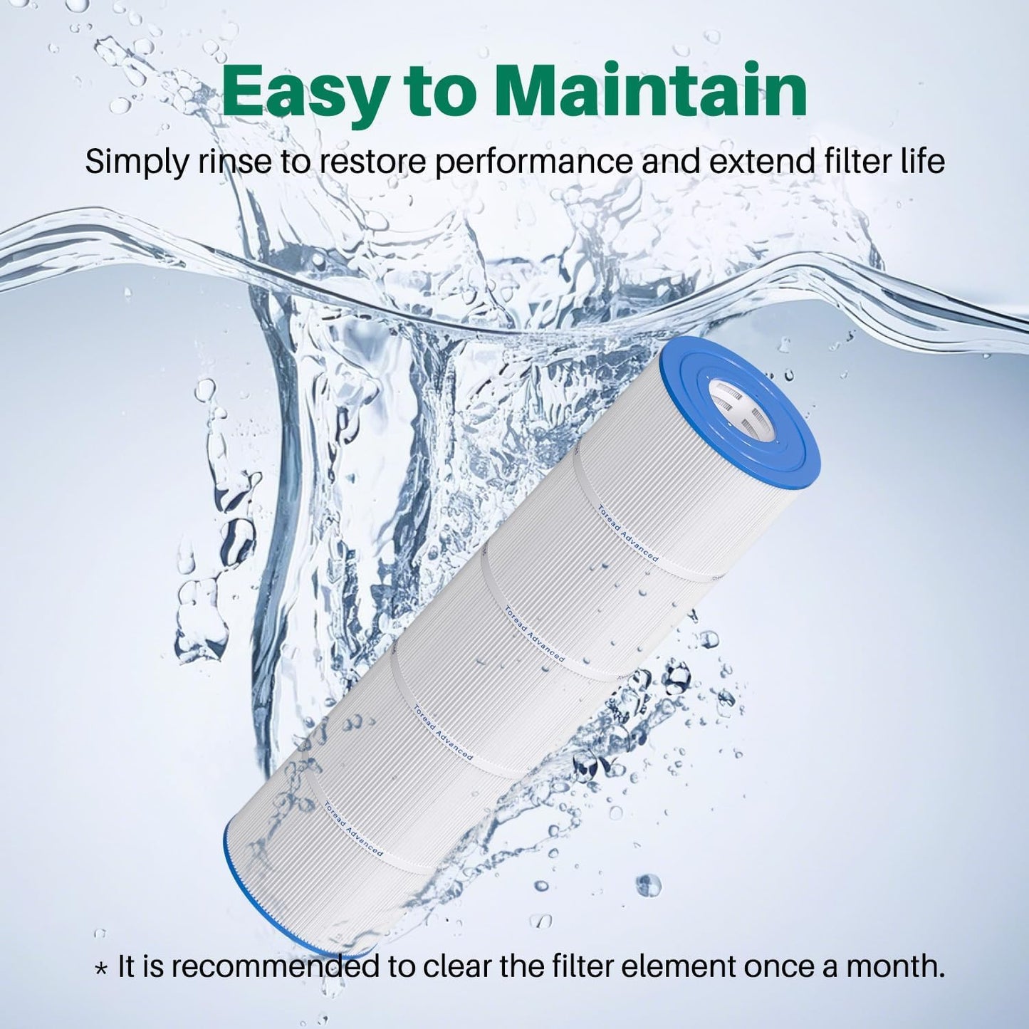 TOREAD CS200 Pool Filter Replaces Jandy CS200, PJANCS200, Ultral-B9, R0462400, Unicel C-8418, Filbur FC-0823, 200 Sq. Ft Pool Filter Cartridge 1 Pack