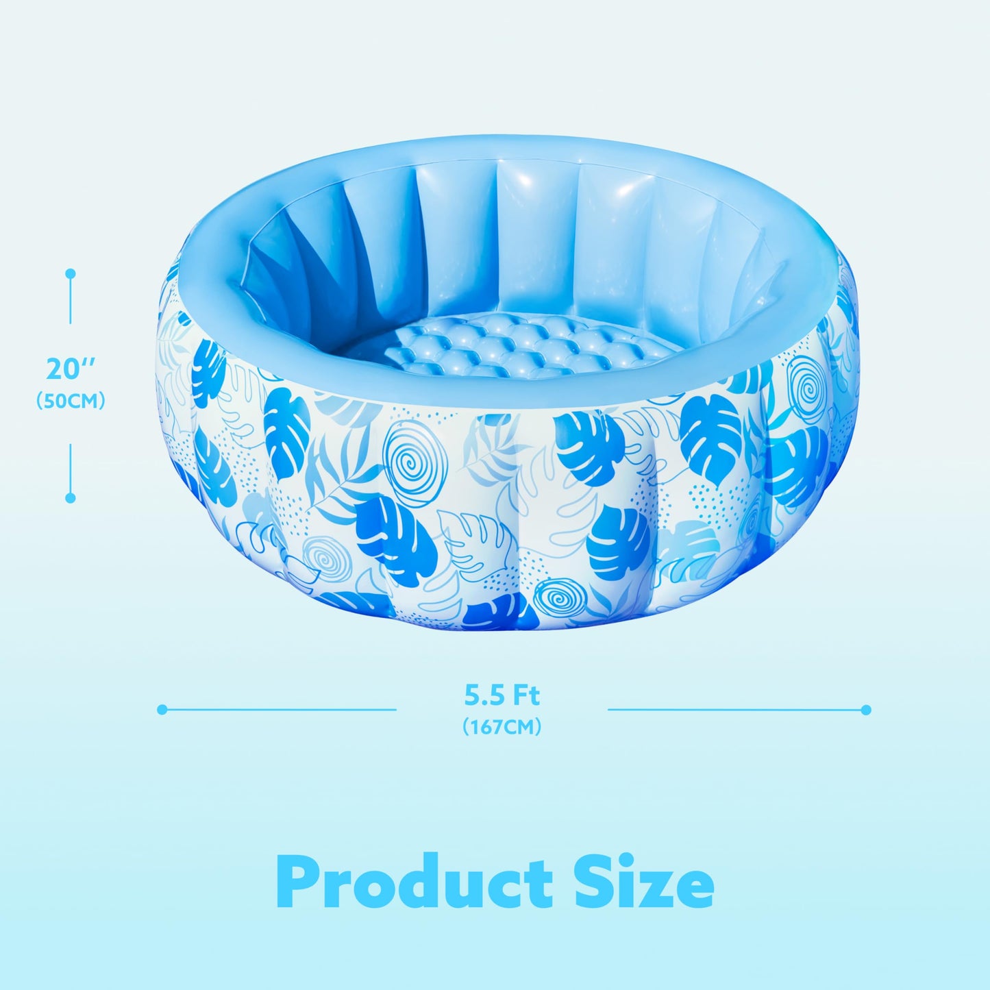 SLOOSH Inflatable Swimming Pool,5.5ft x 20 Inch Full-Sized Blow Up Durable Thickened Luxury Above Ground Family Pool with Comfortable Backrest for Summer Water Party Backyard Garden Lawn,Blue