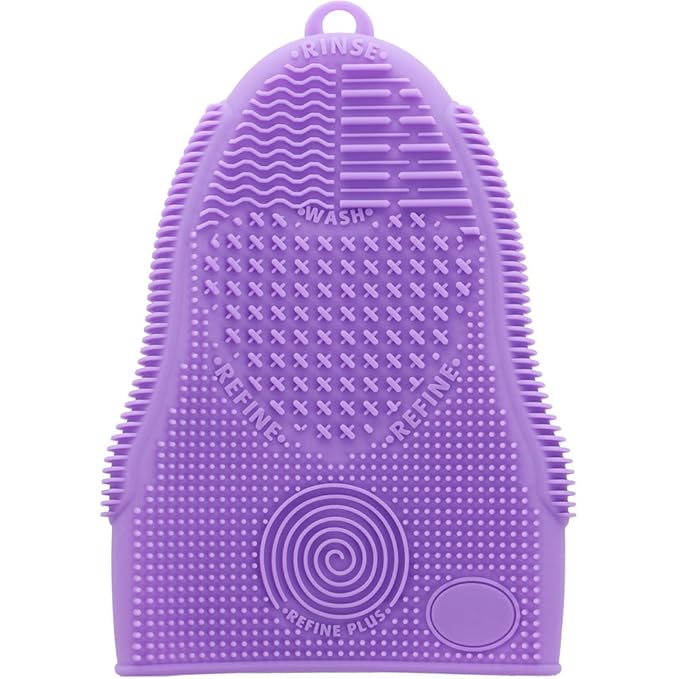 ScivoKaval Makeup Brush Cleaner Glove Mat Mitt Silicone Cosmetic Cleaning Scrubber Tool Face Brushes and Eye Brush Washing Pad Purple