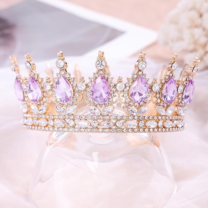 Purple Queen Crown for Women Crystal Tiara for Women Rhinestone Wedding Headband for Bride Hair Accessories for Costume Birthday Party Prom Gifts