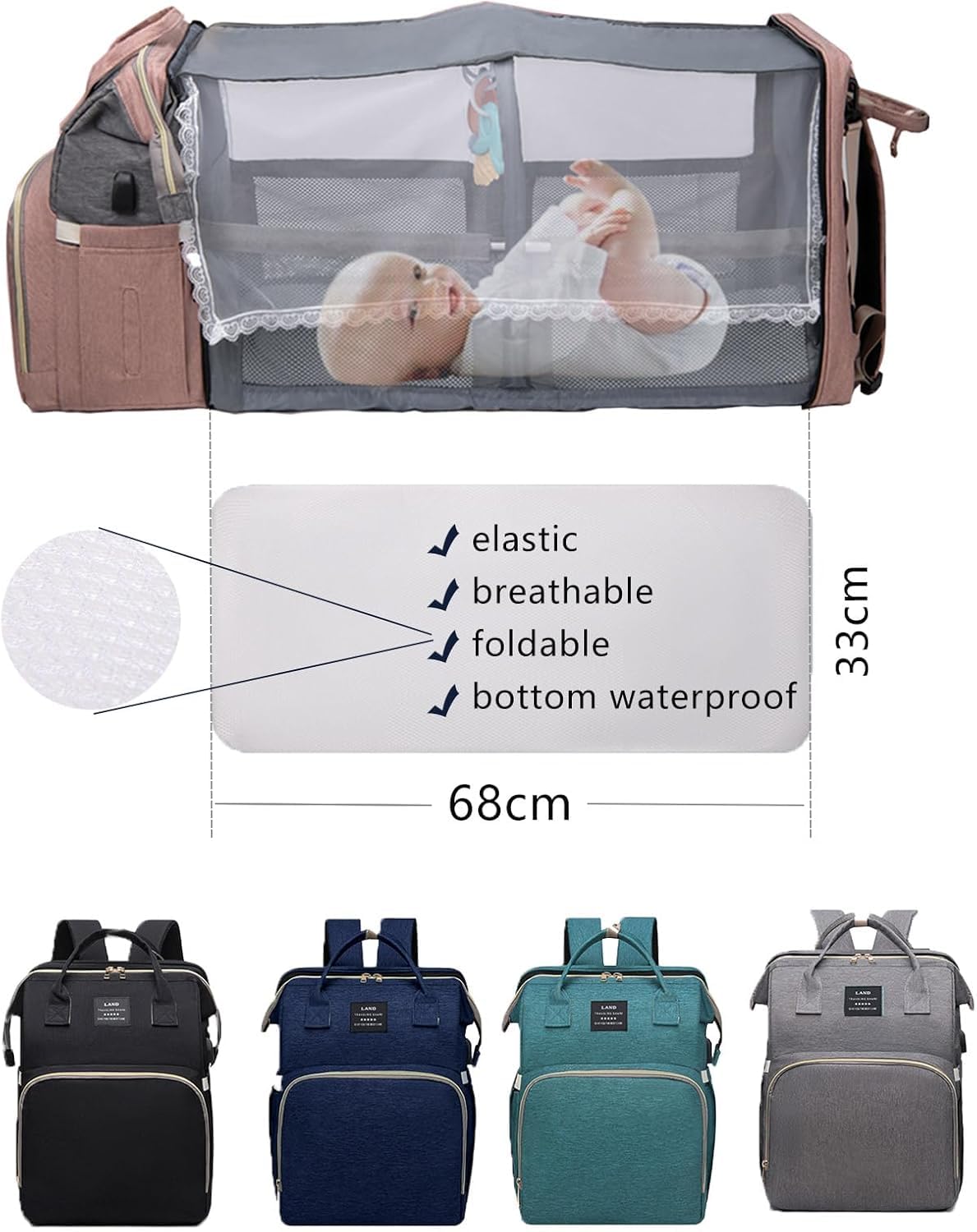 Black boy Diaper Bag Backpack: Baby toddler Bags with Changing Station for Women Men Girls Mom Dad Large Travel Backpack Pañaleras Modernas Para Bebe Niña Niño Newborn Essentials Baby New Born Gift