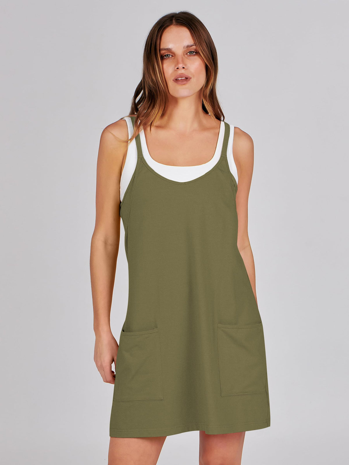 ANRABESS Women Athletic Dress Summer Tennis Workout Active Sports Mini Romper Dress Built in Shorts Travel Vacation Clothes