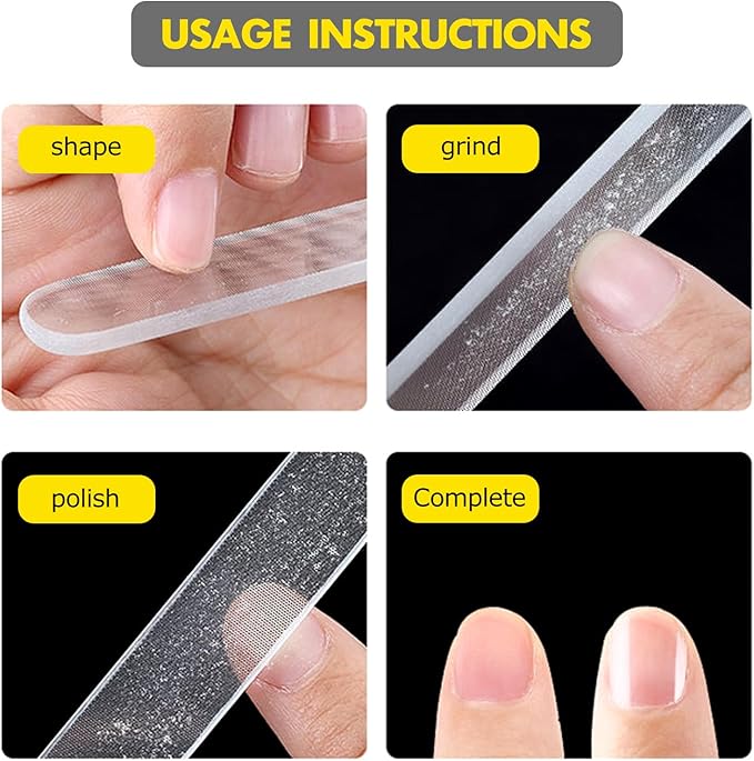 Glass Nail Shiner - 5PC Upgrade Glass Nail File for Natural Nails Nano Nail Buffers Crystal Shine Polisher, Professional Manicure Tools Kit for Acrylic Nail Care