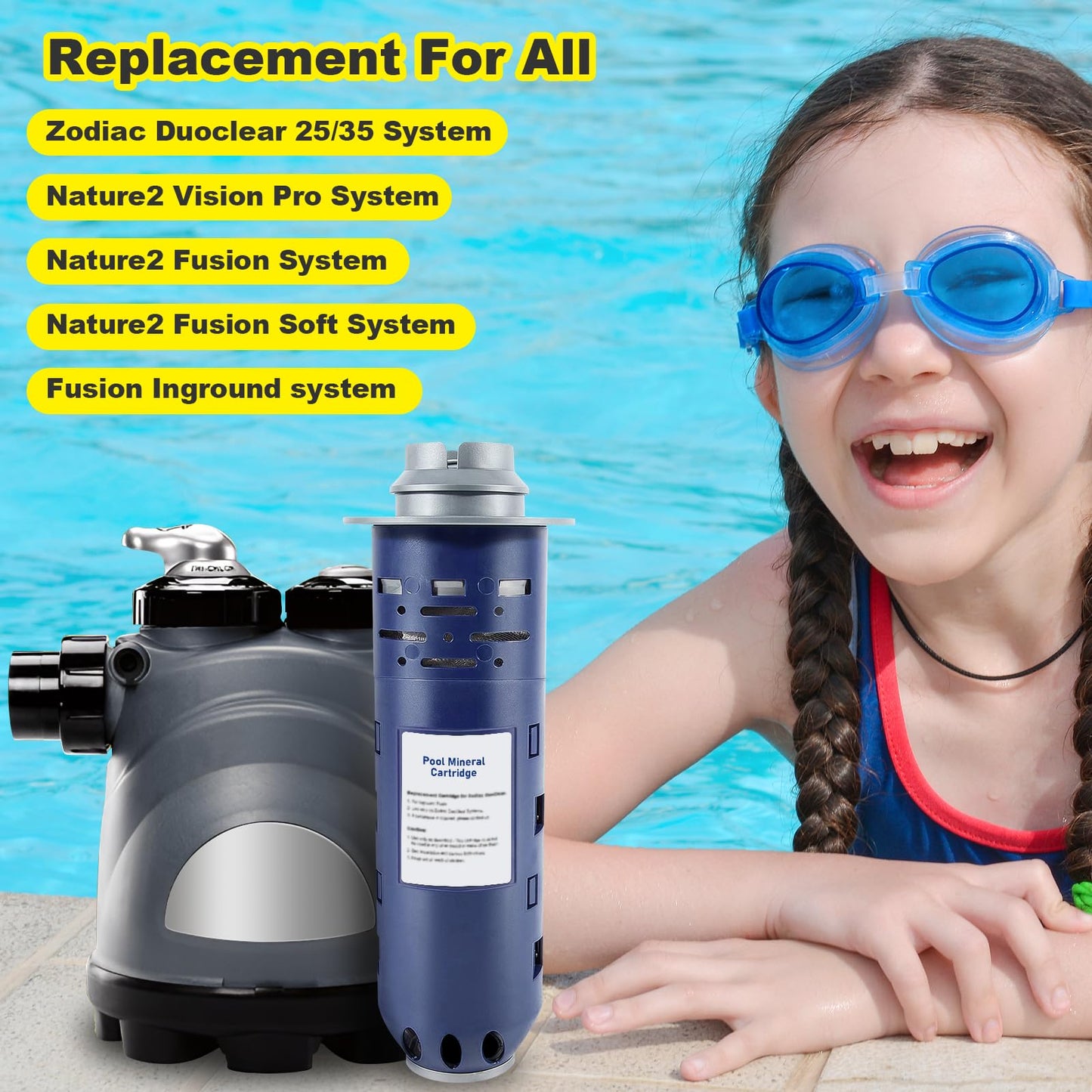 Pool Mineral Cartridge W28000 W28001 W28002 Replacement for Nature2 Duoclear 25 35 for Zodiac DuoClear Fusion, Fusion Soft, Vision Pro System Inground, Purple