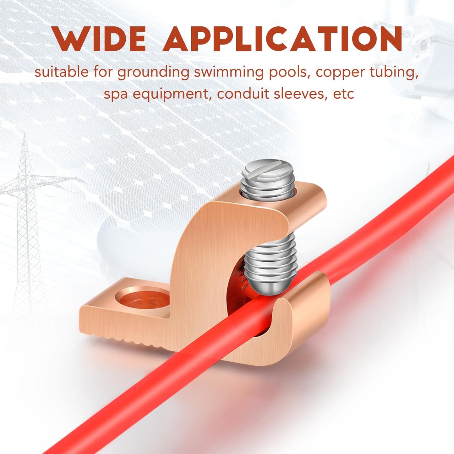 Landhoow 40 Pack Lay in Connector Pool Bonding Lug Copper Conductor Lay in Connector Copper Lay in Lugs AWG for Grounding Swimming Pool and Conduits, 4-14 Wire Range