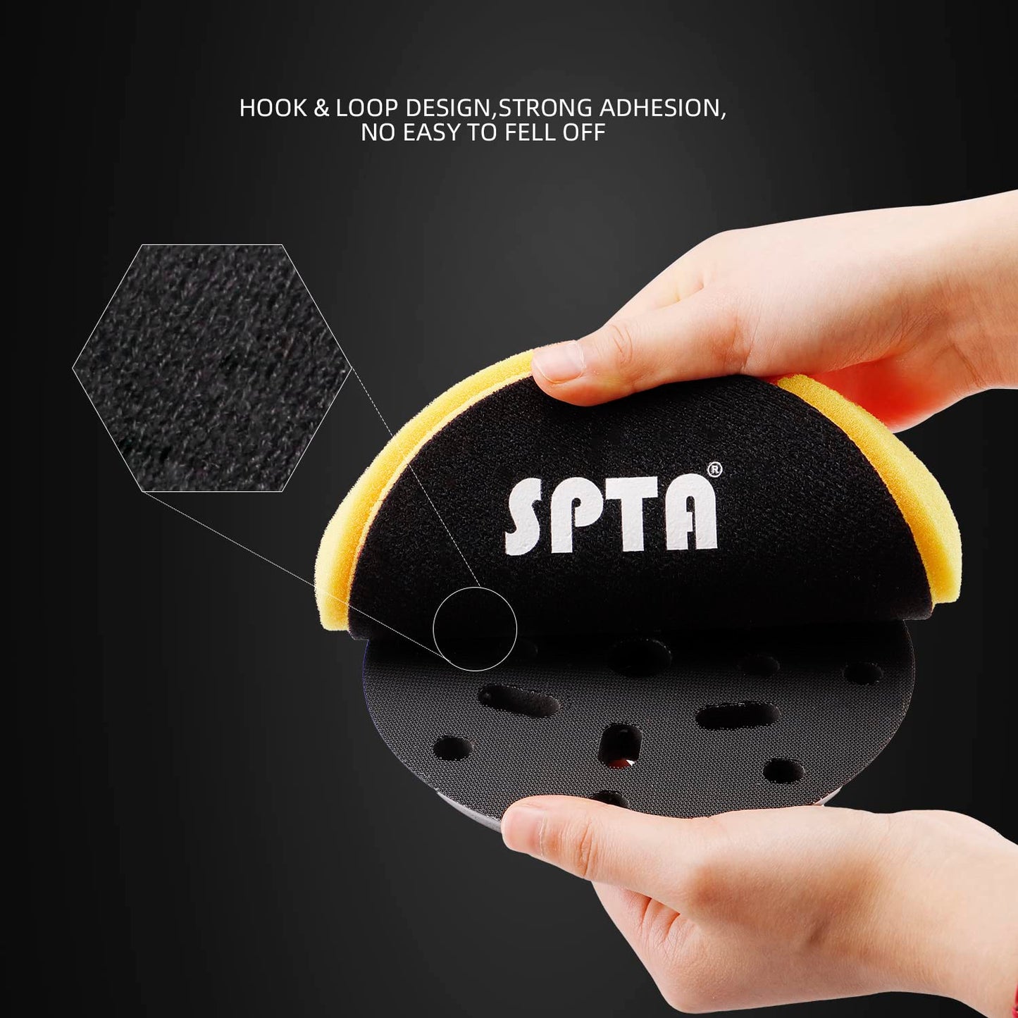Yellow T80 High-Cut Foam Polishing Pad, SPTA 1Pc 7.5 Inch Face for 7 Inch 180mm Backing Plate Compound Buffing Sponge Pads for Car Buffer Polisher Compounding, Polishing and Waxing - FPTSS7Y