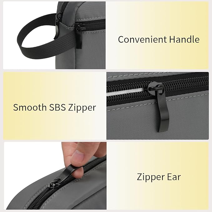 Travel Hanging Toiletry Bag with Carry Handle - Water-Resistant Small Cosmetic Organizer for Men & Women, Makeup, Shaving Kit, Gym & Travel Essentials (Charcoal Gray)