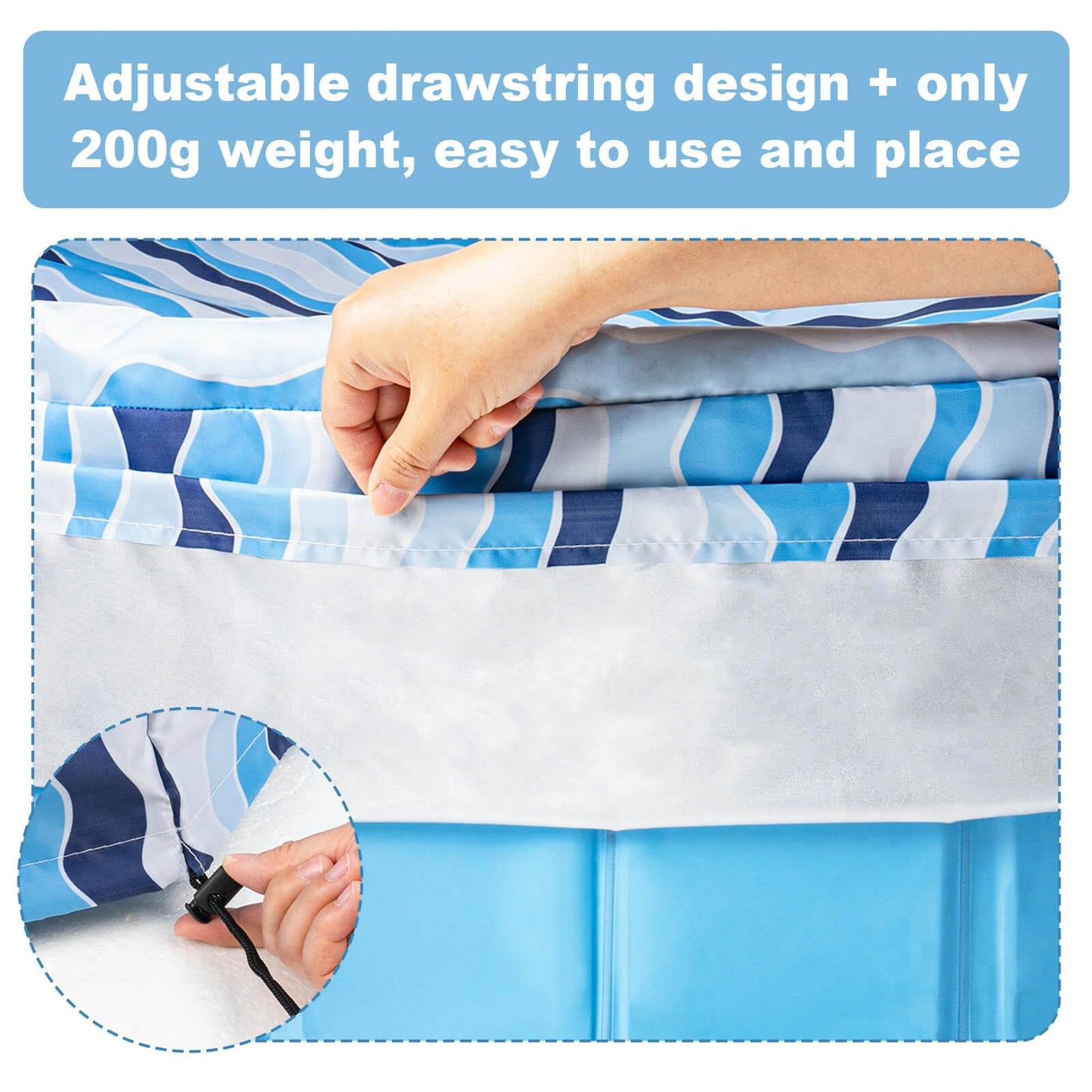 Ladadee Foldable Dog Pool Cover – Waterproof Round Pet Dog Kiddie Bath Tub Lid Cover, Fit for 32/48/63 Inch Pools, Outdoor Portable Puppy Pool Accessories with Drawstring