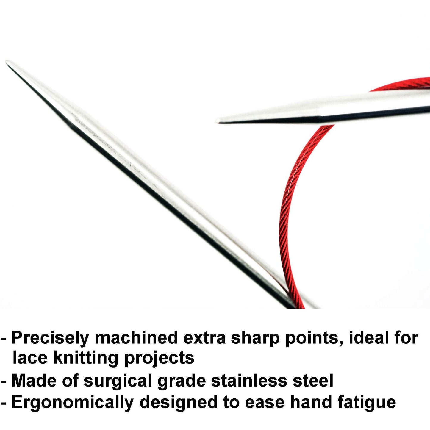 ChiaoGoo Red Lace 32 inch (81cm) Circular Knitting Needles US Size 10.5 (6.5mm) Stainless Steel 7032-10.5 with Stitch Holder