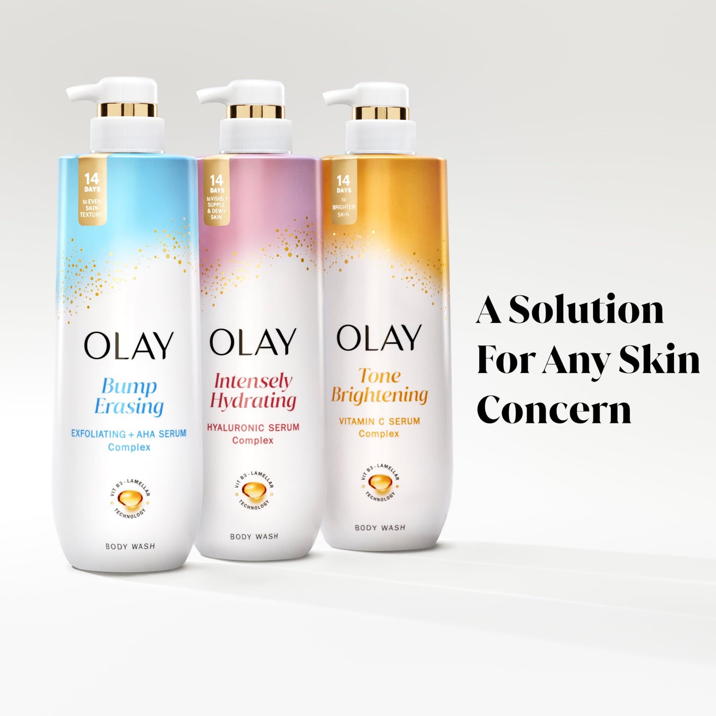 Olay Body Wash for Women, Tone Brightening Exfoliation, Vitamin C Serum Complex, Renew Moisture, Free of Parabens & Phthalates, Vitamin B3 Lameller Technology, For All Skin Types, 20 fl oz (Pack of 4)