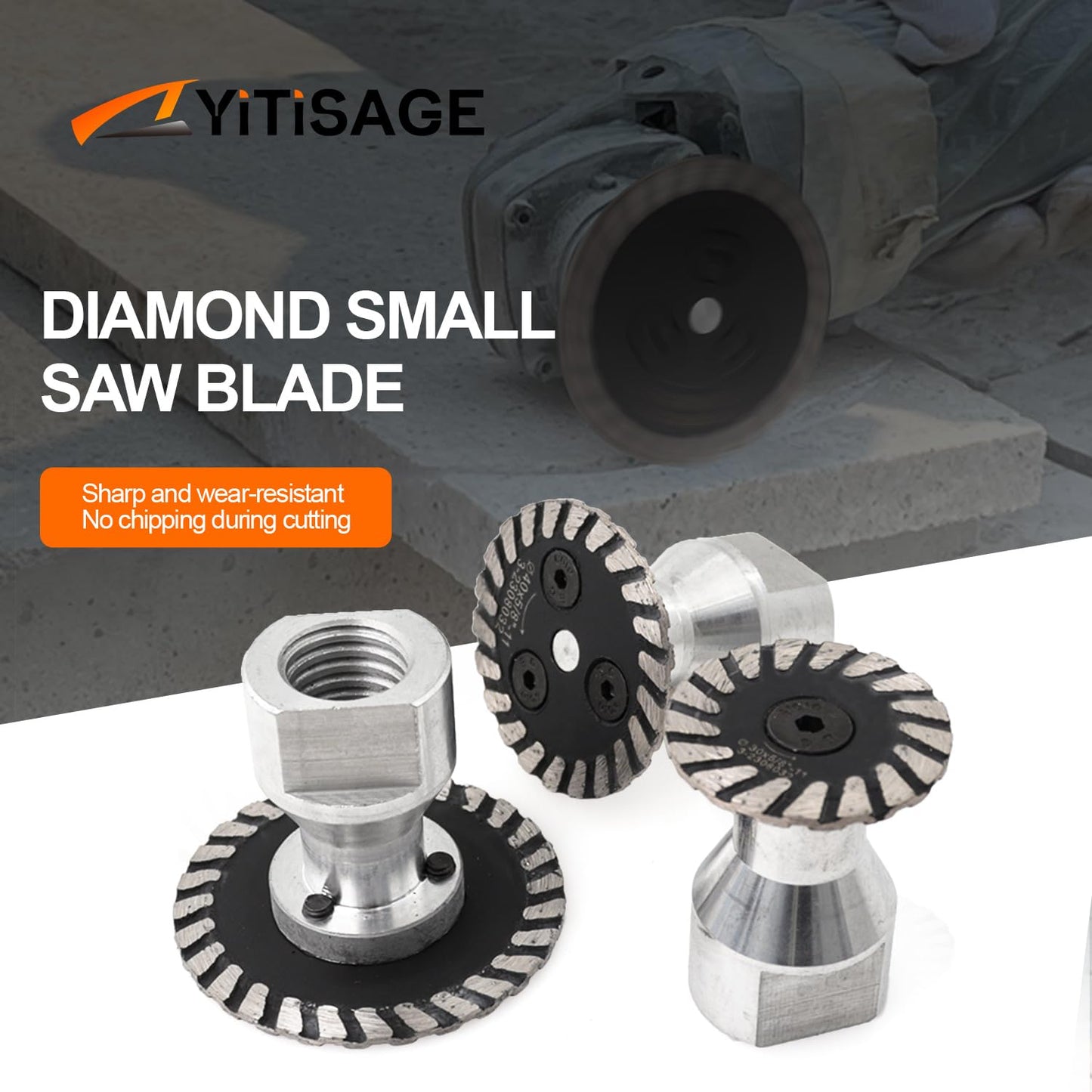 YITISAGE Diamond Turbo Mini Engraving Saw Blades with RemovabIe Flange 5/8-11 Cutting Disc for Carving Concrete Marble Granite Stone（50mm）