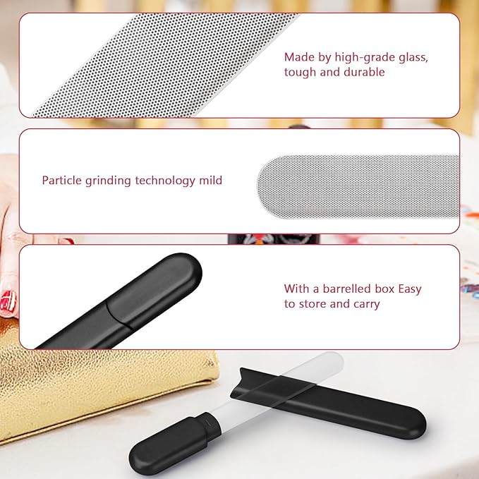 Stocking Stuffers for Women Men,Glass Nail File with Case,Christmas Gifts for Women,Birthday Valentines Day Gifts for Her Sister Best Friends,Crystal Fingernail Files Professional Foot Nail Care Tool