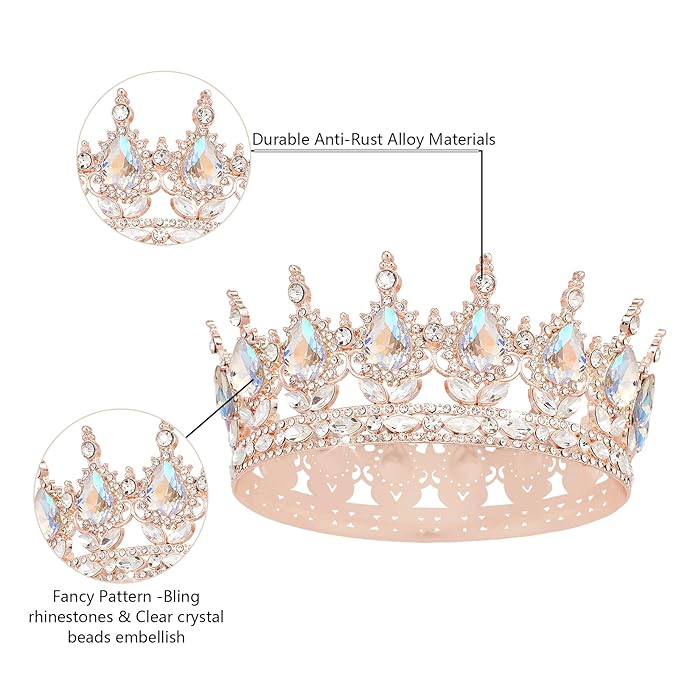 YOUlDIANZI Queen Crown Rhinestone Wedding Crowns and Tiaras for Women Costume Party Hair Accessories Princess Birthday Crown Crystal Bridal Crowns