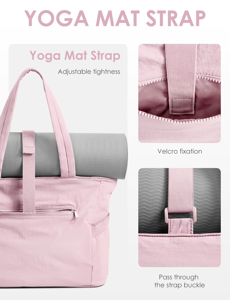 EASYSO Tote Bag for Women,Puffer Travel Tote Bags with Zipper, Quilted Handbag with Compartments for Travel Work Sport, Pink