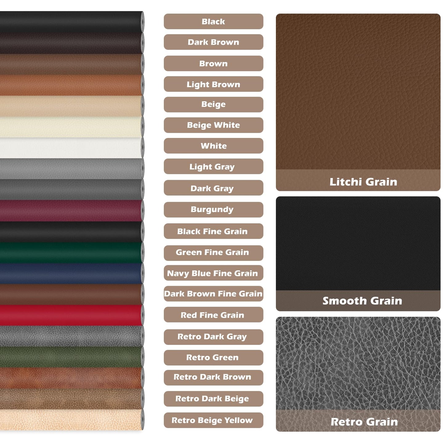 Xroam Leather Repair Tape, 16x79 inch Leather Patches for Furniture, Self Adhesive Leather Repair Patch for Sofas, Couches, Leather Covers, Seats, Chairs, Vinyl Repair Tape Retro Dark Brown
