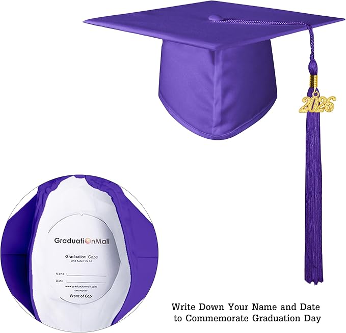 GraduationMall Matte Kindergarten & Preschool Graduation Cap for Kids with 2026 Tassel Black