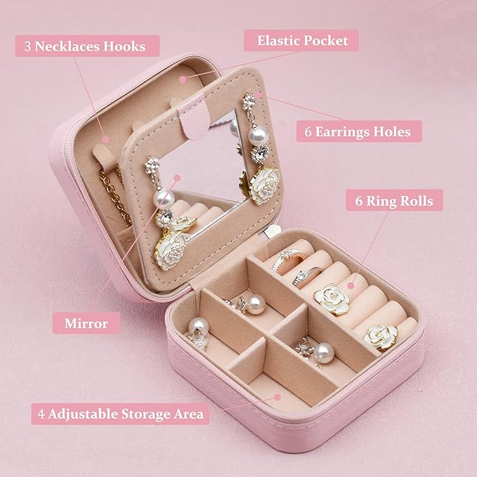 MODENGKONGJIAN Travel Jewelry Case for Women Fashion, Ring Necklace Earring Jewelry Holder Organizer Box, Small Portable Jewellery Storage, Initial Y